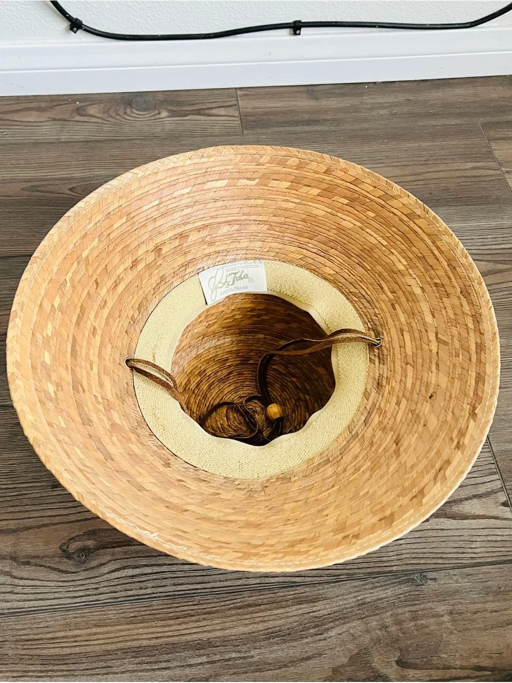 Natural Straw Sun Hat with Leather Tie